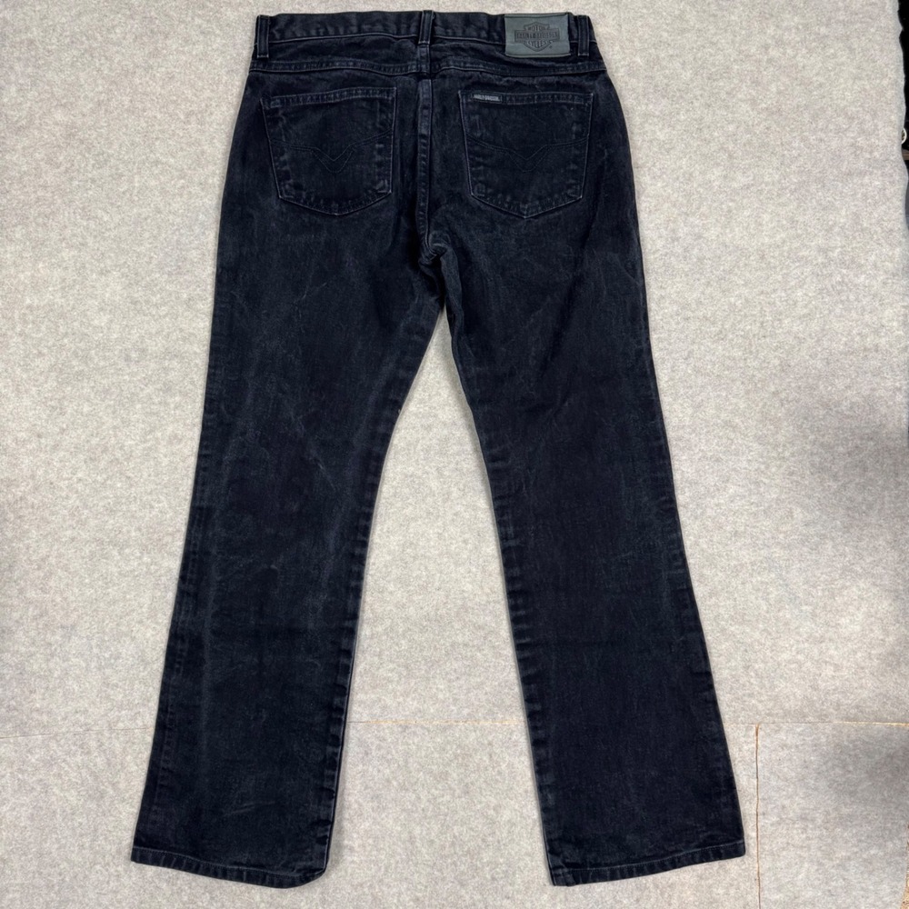 VTG Harley Davidson Jeans 29x31.5 Biker Denim Black Straight Leg Moto Gorpcore - Picture 6 of 12